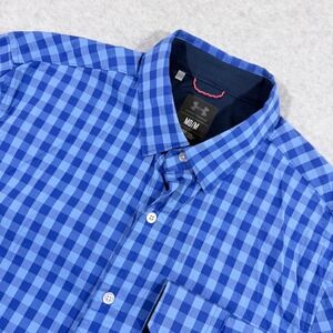 Under Armour Button Down Shirt Mens Medium Blue Gingham Long Sleeve